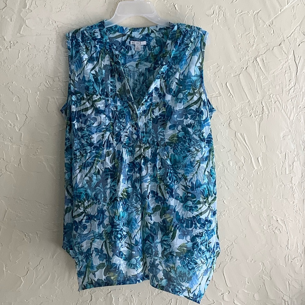 Vibrant Blue Floral Sleeveless Top